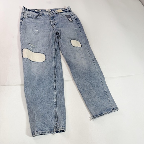 Universal Thread Denim - Universal Thread Jeans Womens 14 Blue High Rise Straight Distressed Light‎ Wash